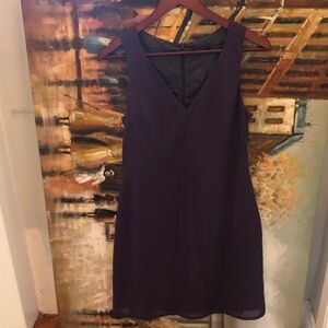 Sisley Deep Plum Silk Crepe V-Neck Sleeveless Dress